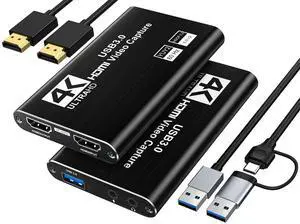 BUCIER Video Capture Card, USB 3.0 Capture Card 4K HDMI Loop-Out, 1080P 60FPS/2K 30FPS Video Game Capture for Works for PS5/Camera/PC