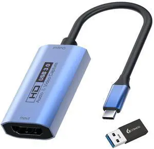 BUCIER Video Capture Card, USB3.0 HDMI to USB-C Capture Device, Stream & Record at 2K@30FPS 1080P@60FPS, Compatible with iPad Mac OS Windows, Quest 3, OBS, Zoom, PS5/4, Switch, Xbox (Blue)