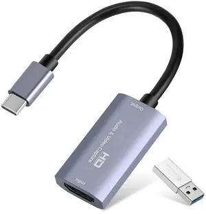 BUCIER Video Capture Card, 4K USB3.0 HDMI to USB C Capture Card for Streaming, 1080P 60FPS, Compatible with iPad Mac OS Windows, Quest 3, OBS, PS5/4, Switch2/1, Xbox, Camera (Silver)