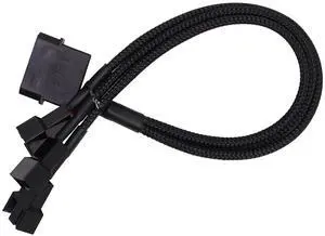 BUCIER PMW Fan Splitter Cable 4Pin to 3Pin/4Pin PC Case Fan D Type Sleeved Adapter Cable 1 to 3 PMW Fan Splitter Extension Power Cable Power Adapter Cable PC Computer Cooling Fan Wire