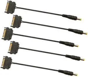 BUCIER 5Pcs 15Pin SATA to DC 5.5mm x 2.1mm Male Power Supply Adapter Cable LED Chassis Light Tape Controller Power Connection Cable for Computer LED Strips