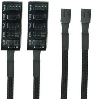 BUCIER 2PCS PWM Fan Hub Splitter 4-Pin/3-Pin pc 5 Way Splitter, Cooling Fans Power Cable 1 to 5 Way PC Case Internal Motherboard Extension Cable