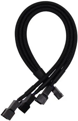 BUCIER 4 Pin PWM Fan Splitter Cable Black Sleeved Case Fan Braided Adapter Cable 1 to 3 Converter Y Splitter for Computer PC CPU Cooling Fan ATX Case 4-Pin/3-Pin Extension Power Cable 10 Inches