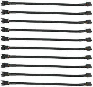 BUCIER 10PCS 4-Pin PWM Fan Splitter Cable 1 to1 Sleeved Braided Adapter Computer PC Fan Extension Power Supply Cable Converter Cord Wire Compatible with Computer ATX Case 4-Pin/3-Pin Cooling Fan Cable