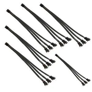 BUCIER 6pcs 4 Pin PWM Fan Splitter Cable, Black Sleeved Case Fan Braided Adapter Cable 1 to 3 Converter Y Splitter for Computer PC CPU Cooling Fan ATX Case 4-Pin/3-Pin Extension Power Cable 10 Inches