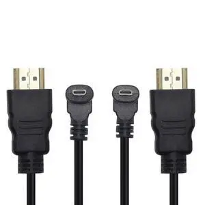 BUCIER Micro HDMI Male to HDMI Male 50CM 90 Degree Angle Adapter (2Pack - Up & Down Angle) - Supports 3D, 4K, 1080P, Ethernet, Audio Return