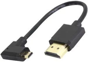 BUCIER 90 Degree Micro HDMI Male to HDMI Male Cable Adapter Connector 4K 60Hz Ethernet HDMI Type D to Type A 3D Audio Return for Cameras-15CM (Angle Right)