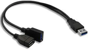 BUCIER USB 3.0 Splitter Cable,USB Type A 3.0 Male to 3.0 Female and 2.0 Female Y Extension Splitter Cable for PC,Laptop,Length 30cm
