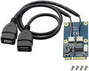 Mini PCI-E to Dual 5 Pin 2 Prots USB Adapter,Mini PCI Express to 5 Pin 2 Port Female USB2.0 Converter Card Expansion Card for USB Wireless Mouse Receiver,USB Bluetooth Adapter USB WiFi Adapter Etc.