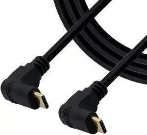 BUCIER Right Angle 90 Degree Type C Cable,Type C Male to Type C Male 90 Degree Cable Up/Down Angle Charging Data Synchronization Extension Cable 3FT