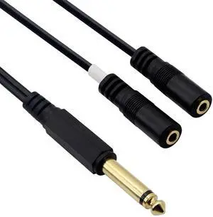 BUCIER 1/4" to 1/8" TRS/TRRS Adapter 6.35mm Male to 3.5mm Female Stereo Audio Cable Y-Splitter Adapter for Amplifiers, Guitars, Pianos, Home Theater Equipment Etc.