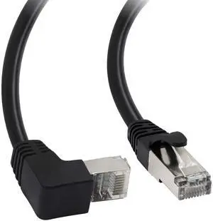 BUCIER Cat5 Ethernet Cable,RJ45 Male to Male 90 Degree Internet Network LAN Cable Patch Cord for PC, Router, Modem, Printer, Xbox, PS4-1.5FT (Angle UP)
