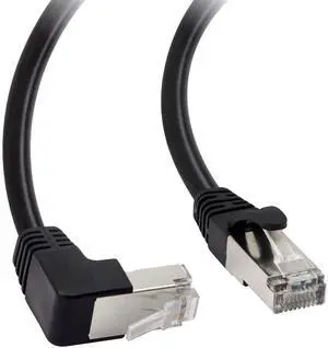 BUCIER Cat5 Ethernet Cable,RJ45 Male to Male 90 Degree Internet Network LAN Cable Patch Cord for PC, Router, Modem, Printer, Xbox, PS4-1.5FT (Angle Down)
