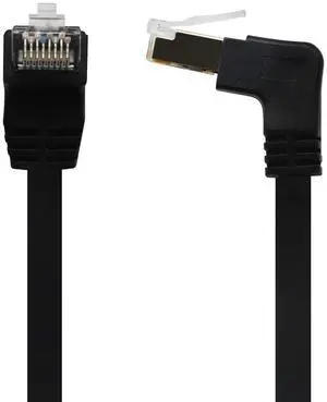 BUCIER Panel Mount RJ45,RJ45 Male to Female 90 Degree Screw Panel Mount CAT6/5e/5 Shielded Network LAN Extender Cord Connector (Angled Down) 60CM