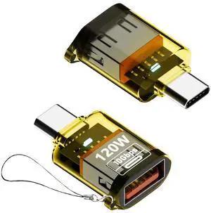 BUCIER USB to USB C Adapter PD 120W Type-C Male to USB-A Female Adapter 10Gbps Data Transfer & Fast Charging Compatible with Laptop, Phone, Tablet & PC, 2 Pack (C Male to A Female)