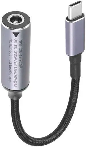 BUCIER PD 100W Laptop Charger Adapter Cable DC 5.5mm x 2.5mm Female Input to USB Type C Male Power Charging Cable DC5525 to USB C Cable with PD Automatic Identification Chip,for Phone,Tablet,Laptop