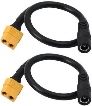 BUCIER XT60 Charging Cable XT-60 Female Bullet Connector to Female DC 5.5mm X 2.5mm Power Cable for FPV Monitor Power (F/F DC5525) 2pcs