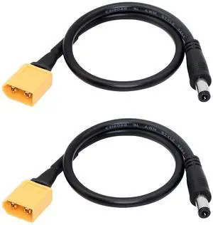 BUCIER XT60 Adapter Cable XT60 Charging Cable XT60 Male Bullet Connector to Male DC 5.5mm X 2.5mm Power Cable for Fatshark Skyzone FPV Monitor Power (M/MDC5525) 2pcs
