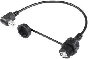 BUCIER USB 2.0 Type-B 90 Degree Printer Cable,Waterproof Type B Flush Mount Car Mount Extension Printer Cable,for Car Truck Boat Motorcycle Dashboard,Sync Printing and Data Transferring (UP 0.3M)