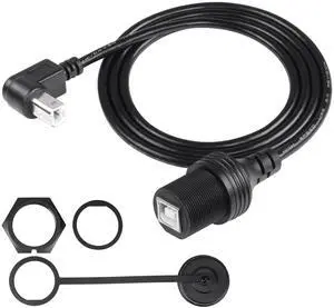 BUCIER USB 2.0 Type-B 90 Degree Printer Cable,Waterproof Type B Flush Mount Car Mount Extension Printer Cable,for Car Truck Boat Motorcycle Dashboard,Sync Printing and Data Transferring (UP 1M)