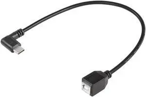 BUCIER USB C Printer Cable, USB C to USB B Printer Cable, USB B 2.0 Female to USB C Male 90 Degree Printer Cable for Printers,Scanner,MIDI Controller DJ Controller(I 0.3M)