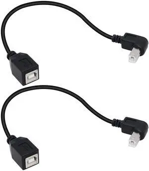 BUCIER USB 2.0 Type-B Printer Cable, (2-Pack) USB 2.0 B Female to Type-B Male (UP) Printer Short Extension Cable for Printer, Scanner, Mobile HDD and More (UP 2)