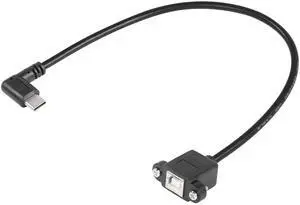 BUCIER USB C to USB B Printer Cable with Panel Mount Screw Holes, 0.3M, Male-to-Female, 480 Mbps, Compatible with Printer, MIDI & DJ Controller
