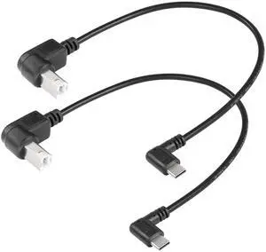 BUCIER 2 Pack USB C Printer Cable Right Angled USB B to Type C Cord 11.8inch USB B Male to USB C Male for Printer,MIDI Controller,Scanner,Digital Piano MIDI Controller,DJ Controller (Down+Down)