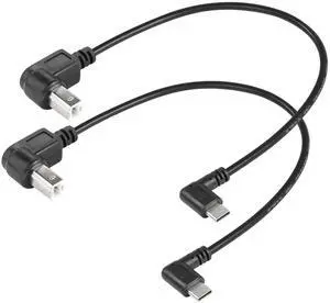 BUCIER 2 Pack USB C Printer Cable Right Angled USB B to Type C Cord 11.8inch USB B Male to USB C Male for Printer,MIDI Controller,Scanner,Digital Piano MIDI Controller,DJ Controller (UP+UP)