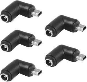 BUCIER 5pcs 90 Degree DC5521 to Mini USB Adapters DC 5.5x2.1mm Female to Mini USB Male Connector 5V Power Supply Charge Adapter for Sound,Camera,Desk Lamps,Small Fan
