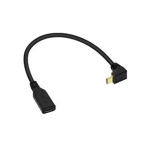 BUCIER USB C Extension Cable Type C Male to Female Short Cable Right Angle 90 Degree USB 3.1 10Gbps Fast Charging 4K HD Video Audio Data Transfer Cord for Laptop & Tablet & Mobile Phone (-)