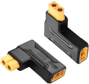 BUCIER 2 Pack XT60 Male to Female Connector Adapter 90 Degree XT60 Wireless Adapter for RC FPV Toy Car Plane Drone Battery (90 Degree Male to Female)