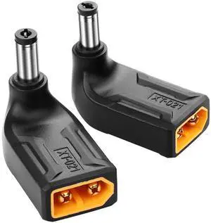 BUCIER 2 Pack XT60 to DC5521 Adapter 90 Degree XT60 Male to DC 5.5mm X 2.1mm Male Wireless for TS100 Soldering Iron, FPV Monitor Power,Drone (XT-021)