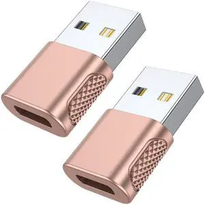 BUCIER USB C Female to USB Male Adapter 2 Pack, USB Type C Cable to USB A Charger Converter for Apple Watch Ultra SE Series 8 7, iPhone 14 13 12 11 Pro Max Plus, AirPods, iPad and More - Rose Gold