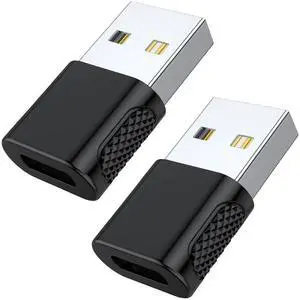 BUCIER USB C Female to USB Male Adapter 2 Pack, USB Type C Cable to USB A Charger Converter for Apple Watch Ultra SE Series 8 7, iPhone 14 13 12 11, AirPods, iPad and More - Black