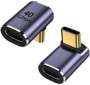 BUCIER 90 Degree Right Angle USB C Male to USB C Female Adapter, Up and Down USB Type C Adapter Extender for Steam Deck, ROG Ally, Switch, Notebook, PC, Tablet, Phone and More - 2 Pack