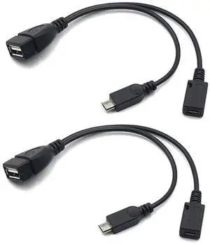 BUCIER 2-in-1 Micro USB to USB Adapter (OTG Cable + Power Cable) for Fire Stick, PlayStation Classic and More - 2 Pack