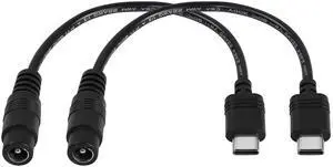 BUCIER 5V DC 5.5 2.1mm Female to USB Type C Adapter Cable Connector Power Extension Charge Cable for Laptop mobilephones 18.2cm-2 Pack