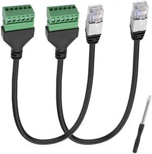 BUCIER RJ12 Screw Terminal RJ12 6P6C to 6 Pin Solderless Connector Adapter Extension Cable Phone Cord RJ12 Male to 6 Pin Terminal Breakout Board Extender Connector for Landline Telephone Modem - 2PCS