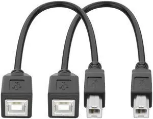 BUCIER USB 2.0 Type-B Printer Extension Cable USB-B Male to Female Print and Data Transfer Cable Cord Printer Short Extension Wire for Scanner Fax HDD and More -25CM/98.INCH 2PCS