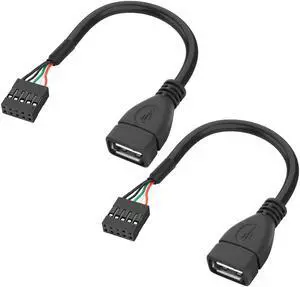 BUCIER USB 2.0 Female to Motherboard 9 Pin Header Adapter Cable USB Type A Port to Dupont 5 Pin Female Mainboard Data Cable Cord -10CM/3.9IN 2Pcs