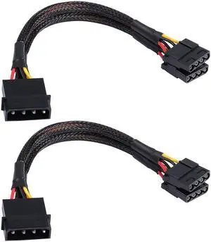 BUCIER 4 Pin IDE Y Splitter Adapter Connecter Cable 4 Pin IDE Male to Dual Female Power Supply Extension Cable-23cm/9inch 2 pcs