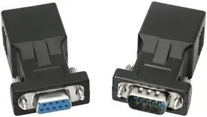 BUCIER DB9 RS232 to RJ45 Extender, DB9 9-Pin Serial Port Female&Male to RJ45 CAT5 CAT6 Ethernet LAN Extend Adapter Cable-2pcs (2-Adapter)