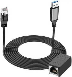 BUCIER USB A to Ethernet Cable Gigabit LAN Network 1 Gbps USB 3.0 Type A Male to RJ45 Male/Female Adapter Cord for Laptop PC and More Directly Connected to Switch, Router, Modem-2M/6.5FT