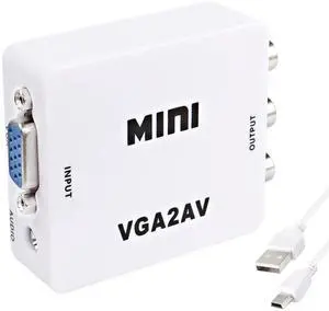 BUCIER VGA to AV RCA Composite Converter Adapter Box with USB Power Cable HD 1080P Audio Video Converter PC to TV Set Top Box