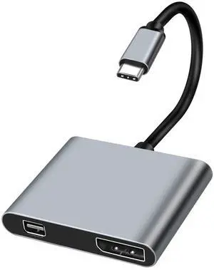 BUCIER USB Type C to Mini DP/DP DisplayPort Adapter 4K 2 in 1 Type C Male to DisplayPort & Mini DisplayPort Female Video Converter Cable for Computer Phone Laptop Monitor Displays