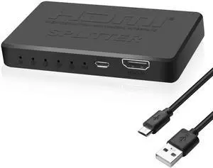 BUCIER 1x4 HDMI Splitter 1 in 4 Out 4K HD Digital 4 Way HDMI Splitter Support Full HD 1080P 4K/2K/30Hz,3D,HDR for TV,HDTV,PS4/5,Projector,Blu-Ray Player,Xbox