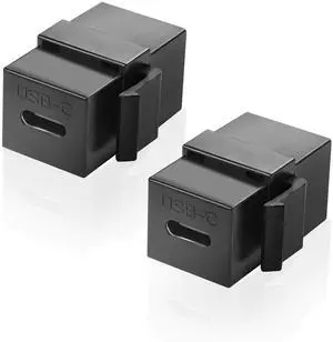 BUCIER USB C Keystone Jack Adapter USB 3.1 Type-C Coupler Female to Female Keystone Insert Socket USB C Coupler Adapter Chassis Panel Socket for Wall Plate Outlet Panel - 2PCS - Black