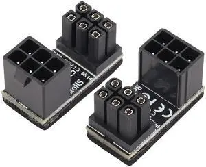 BUCIER (2Pack 180 Degree ATX 6Pin Female to Male Connector PCI 6 Pin to 6 Pin PCI Express Video Card Power Adapter for Desktop Graphics Card (Down/6 Pin)