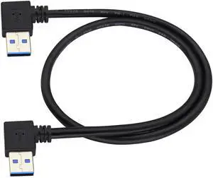 BUCIER 90 Degree 3.0 A USB Cable Left & Right Angle USB 3.0 A to A Male Charging and Transferring Data Extender Connector Cable for USB Keyboard,Mouse,Flash Drive,Hard Drive.(0.6M/2ft-Black)